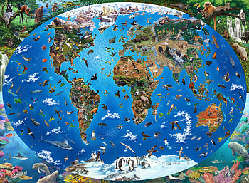 World Map Featuring Animals and Nature Wonders, map, world map, Animal, nature HD wallpaper