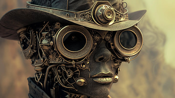 Steampunk Visionary Portrait, portrait, steampunk, goggles, hat, mechanical HD wallpaper