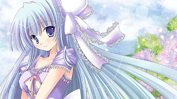 anime girl, blue, girl, white, dress HD wallpaper