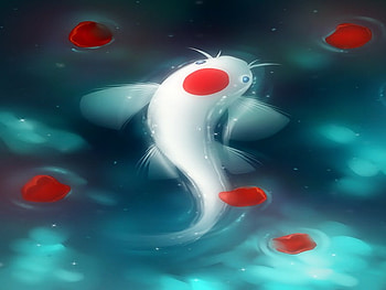Koi, roses, fish, water, ocean HD wallpaper