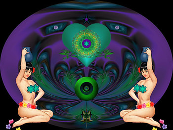 Island Girls, eye candy, abstract, 3d, fractal, collage HD wallpaper