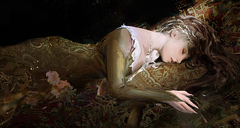 Sleeping Beauty, alayne, frumusete, art, fantasy, gorgeous, luminos, girl, superb HD wallpaper