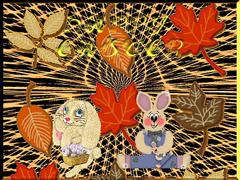 Bunny Day, leaves, rabbits, easter, eggs, collage HD wallpaper