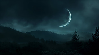 Enchanting New Moon Over Mystic Forest, moon, new moon, Night Sky, night, landscape HD wallpaper