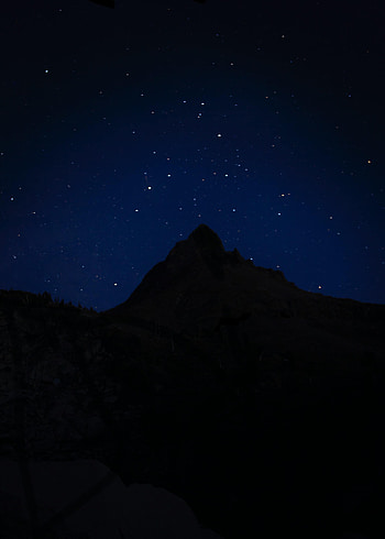 Mountains, Stars, Night, Dark, Silhouette, Starry Sky HD phone wallpaper