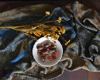 Flowers, Acorns, Miscellanea, Miscellaneous, Cloth, Plate HD wallpaper