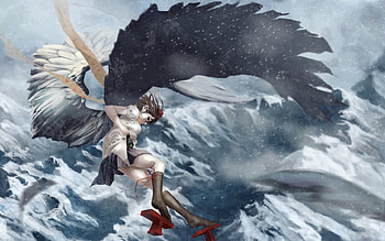 Touhou, Short Hair, Amazing, Manga, Aya, Flying, Angel, Scary, Skirt, Beautiful, Gorgeous, Hat, Crazy, Brown Hair, Anime Girl, Lovely, Sinister, Awesome, Anime, Shameimaru, Cold, Pretty, Winter, Serious, Fly, Dark, Snow, Sexy, Wings, Creepy HD wallpaper