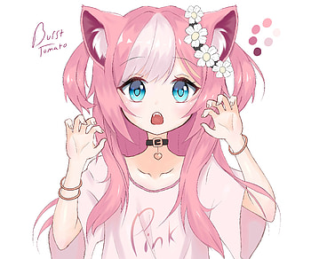 Kawaii Pink Cute Anime Girl, Pink Anime Cat Girl HD wallpaper