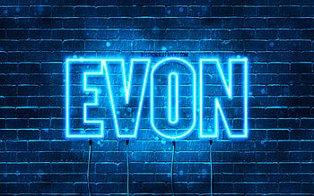 Happy Birtay Evon, , blue neon lights, Evon name, creative, Evon Happy Birtay, Evon Birtay, popular french male names, with Evon name, Evon HD wallpaper