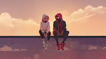 Spider Gwen And Miles Morales, miles-morales, gwen-stacy, superheroes, artwork, art, digital-art, ai HD wallpaper