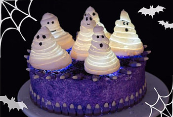 Lighted Ghost Cake, White, Abstract, Funny, grapy, Ghost, Cake, Eyes, Cute HD wallpaper