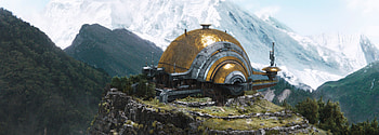The Creator 2023: Futuristic Dome Structure Amidst Snowy Mountains, movie, The Creator (2023) HD wallpaper