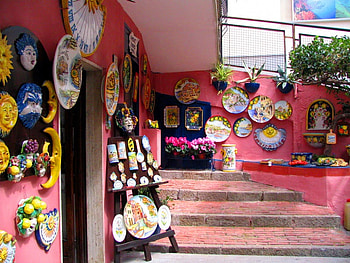 Pottery Plates, plates, pink, stairs, pottery HD wallpaper