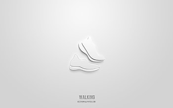 Walking 3d icon, white background, 3d symbols, Walking, sport icons, 3d icons, Walking sign, sport 3d icons HD wallpaper