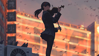 Anime Girl Playing Musical Instrument , anime-girl, anime, artist, artwork, digital-art HD wallpaper