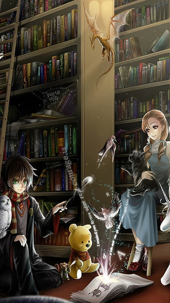 Fantasy Books Library, book, fantasy, library HD phone wallpaper