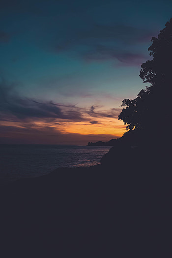 Nature, Sunset, Horizon, Dark HD phone wallpaper