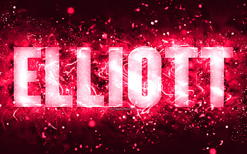 Happy Birtay Elliott, , pink neon lights, Elliott name, creative, Elliott Happy Birtay, Elliott Birtay, popular american female names, with Elliott name, Elliott HD wallpaper