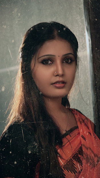 Sandra, tamil actress, saree beauty HD phone wallpaper