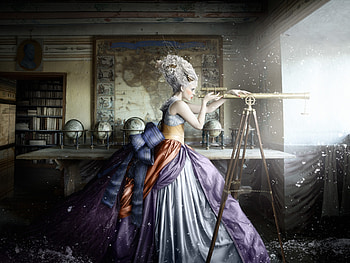 The cabinets of curiosity, curiosity, model, alexia sinclair, girl, dress, woman, cabinet HD wallpaper