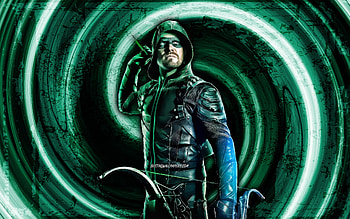 Green Arrow, green grunge background, Fortnite, vortex, Fortnite characters, Green Arrow Skin, Fortnite Battle Royale, Green Arrow Fortnite HD wallpaper