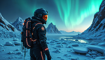Stellar Pilot: A Journey Under the Northern Lights, pilot, space, astronaut, aurora borealis, landscape HD wallpaper