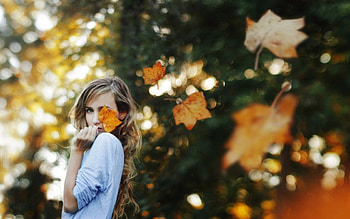 Hidden, leaf, women, model HD wallpaper