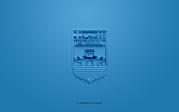 NK Osijek, creative 3D logo, blue background, Prva HNL, 3d emblem, Croatian football club, Croatian First Football League, Osijek, Croatia, 3d art, football, NK Osijek 3d logo HD wallpaper
