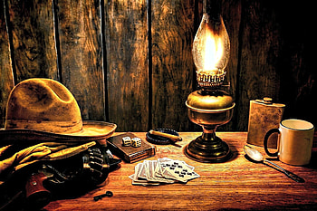 Wild West, Abstract, Cards, Wild, West, Lamp, Dice, Hat HD wallpaper