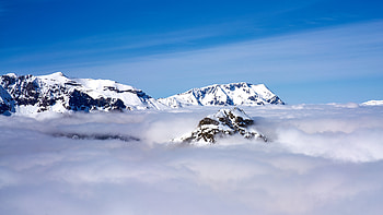 Nature, Sky, Mountains, Clouds, Snow, Vertex, Tops HD wallpaper