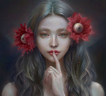 I see you, frumusete, gorgeous, girl, user 23385, vampire, hand, halloween, superb, fantasy, flower, red, face, luminos, eye HD wallpaper