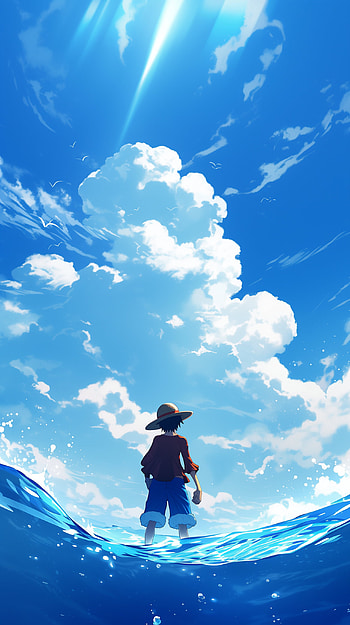 One Piece Adventure: Luffy at Sea - Anime Ocean, Anime, One Piece, Monkey D. Luffy, ocean, sky, Sky Anime HD phone wallpaper