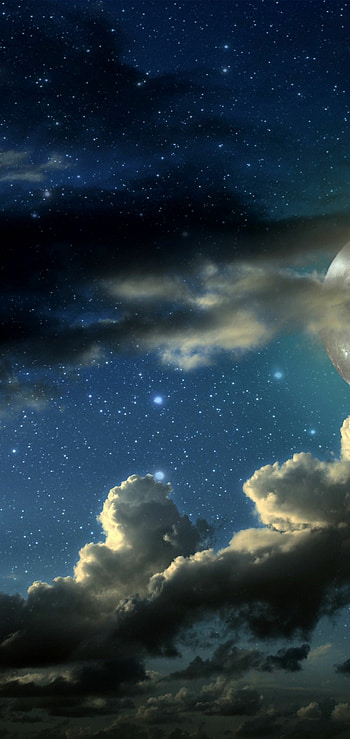 Starry night, Clouds HD phone wallpaper