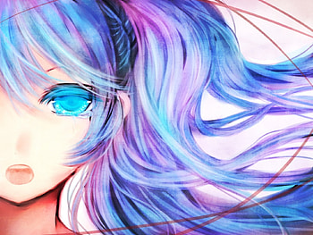Hatsune Miku, long aqua hair, Vocaloid, girl, long hair, Female, anime, Vocaloids, aqua hair, twintails, aqua eyes, manga, open mouth HD wallpaper