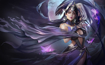 Fantasy Girl, Girl, Warrior, Artist, Butterflies, Night HD wallpaper