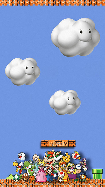 Mario Bros, cloud, sky, nint3ndo, retro HD phone wallpaper