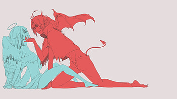 Angels Devils Wings Minimalism Sexual Harrasment Halo Tails Horns Heaven Amp Hell ... HD wallpaper