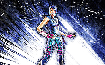Bob Cut Sparkle Supreme, grunge art, Fortnite Battle Royale, Fortnite characters, blue abstract rays, Bob Cut Sparkle Supreme Skin, Fortnite, Bob Cut Sparkle Supreme Fortnite HD wallpaper