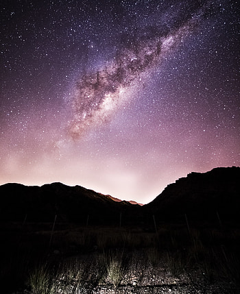 Silhouette, milky way, starry sky, nature HD phone wallpaper