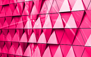 pink 3d triangle background, , pink 3d background, glass triangles, creative 3d pink background, pink 3d glass triangles HD wallpaper