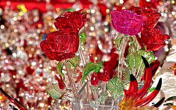 Glass Roses, Still Life, Roses, Abstract, Glass HD wallpaper