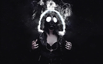 smoke, Gas Masks, Women, Black HD wallpaper