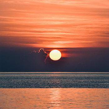 Nature, Water, Sunset, Sea, Clouds, Horizon, Glare HD phone wallpaper