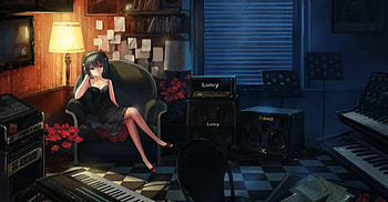 Hatsune Miku, awesome, artistic, nice, digital, sitting, piano, cg, hatsune, aqua eyes, small breasts, white, window, art, thigh highs, girl, singer, anime girl, anime, pretty, light, virtual, cleavage, blue, chair, black, song, lamp, guitar, cute, vocaloid, dress, bass, beauty, music, vocaloids, thighhighs, amazing, stunning, program, checkerd, room, high heels, electric piano, beautiful, diva, orange, aqua hair, cool, idol HD wallpaper