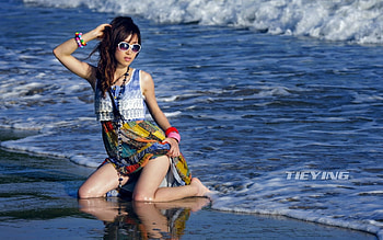 girl in beach, sea, short, beauty, beach HD wallpaper