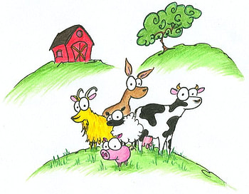 Farm animals, cow, animals, sheep, cute, goat, pig HD wallpaper