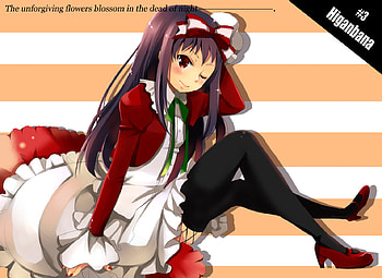 original, purple hair, red, long hair, dress, black eyes HD wallpaper