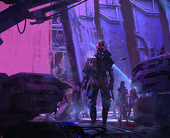 Sci Fi Cyberpunk Neon Robot, cyberpunk, scifi, robot, artist, artwork, digital-art, neon, deviantart HD wallpaper