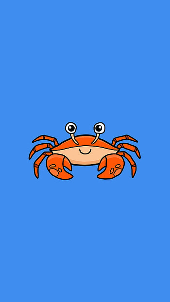 Crustacean, electric blue, 2d, art, ocean, flat, drawing, simple, cute, crab, sea HD phone wallpaper