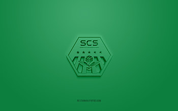 SC Sagamihara, creative 3D logo, green background, J2 League, 3d emblem, Japan Football Club, Sagamihara, Japan, 3d art, football, SC Sagamihara 3d logo HD wallpaper